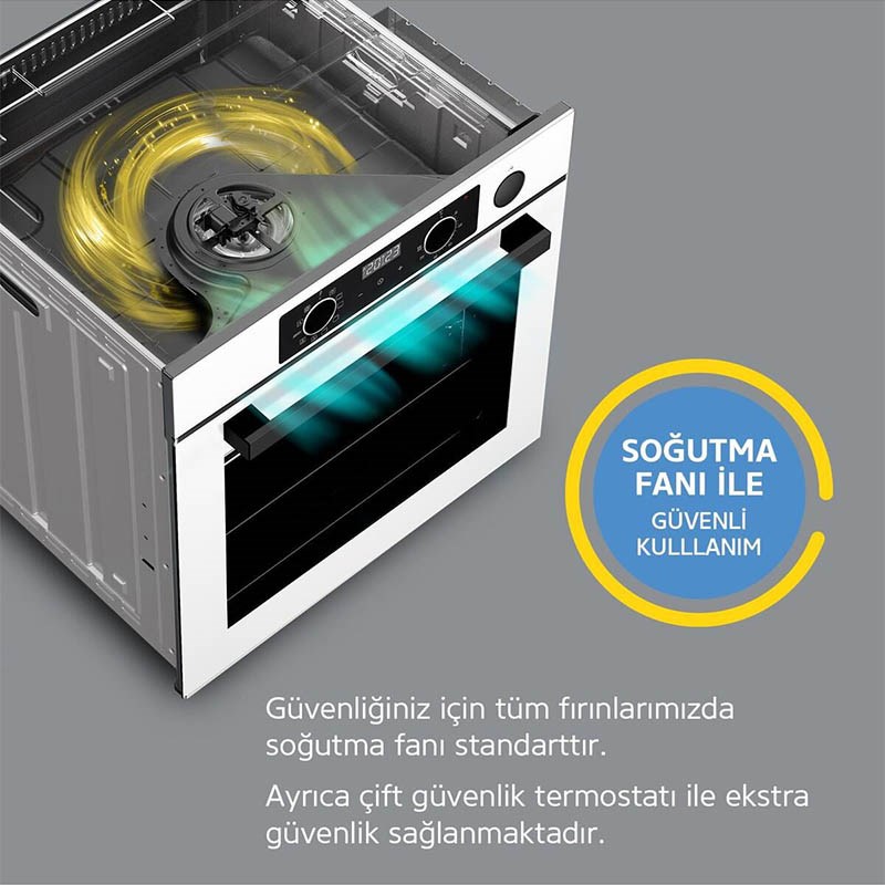 Simfer 9 Fonksiyon QS Dijital Beyaz Ankastre Set (8209 Fırın + 3507 Ocak + 8704 Davlumbaz) - Görsel 6
