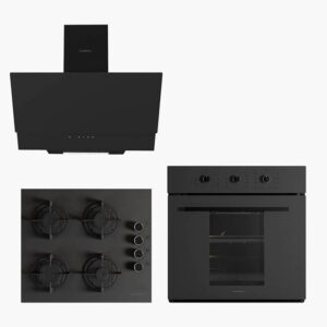Luxell Prime Glass Siyah Ankastre Set