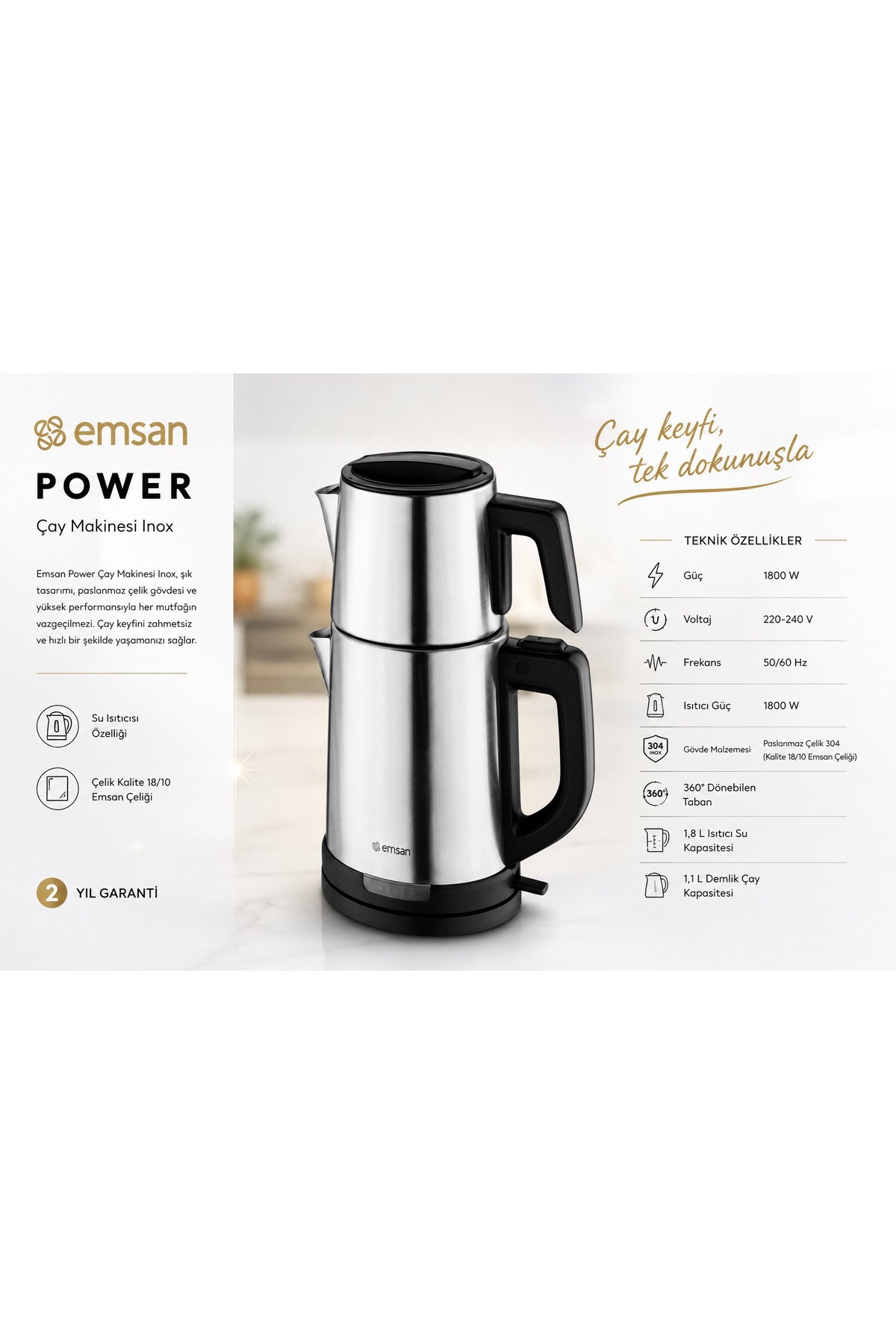 Power Çelik Çay Makinesi
